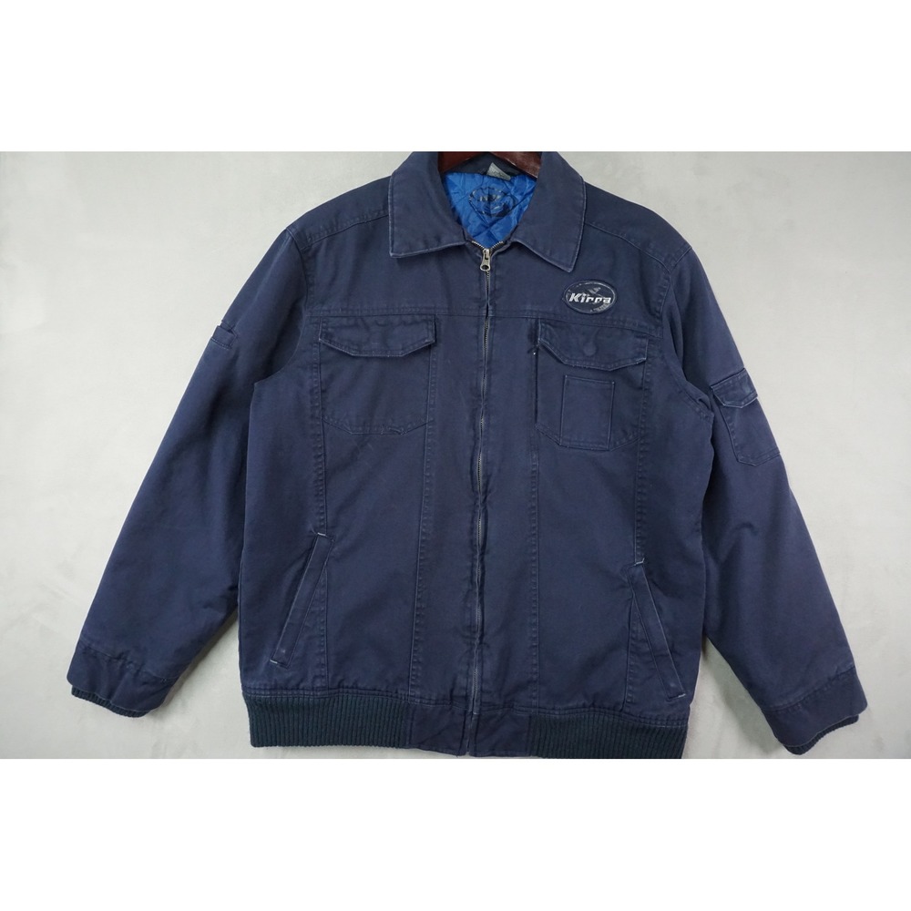 Vintage Kirra Trucker Jacket Mens Medium Navy Lined Detroit Style Workwear Chore
